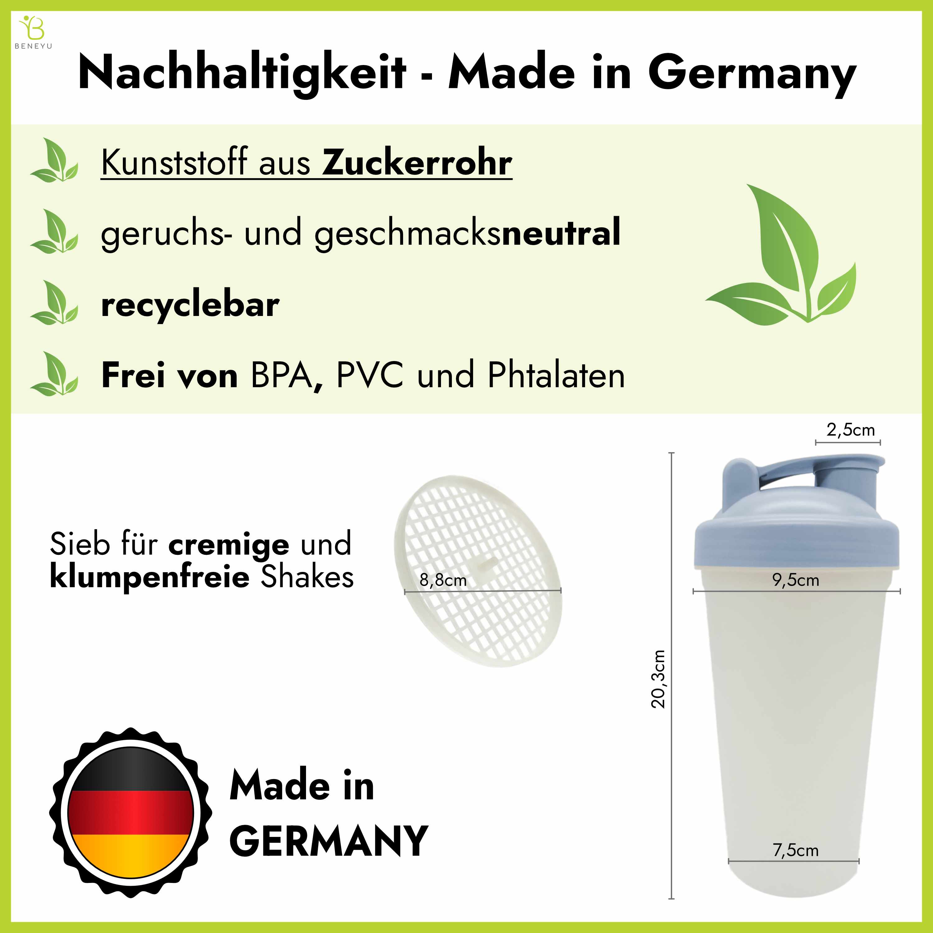 Nachhaltiger Shaker Becher aus Bio-Kunststoff