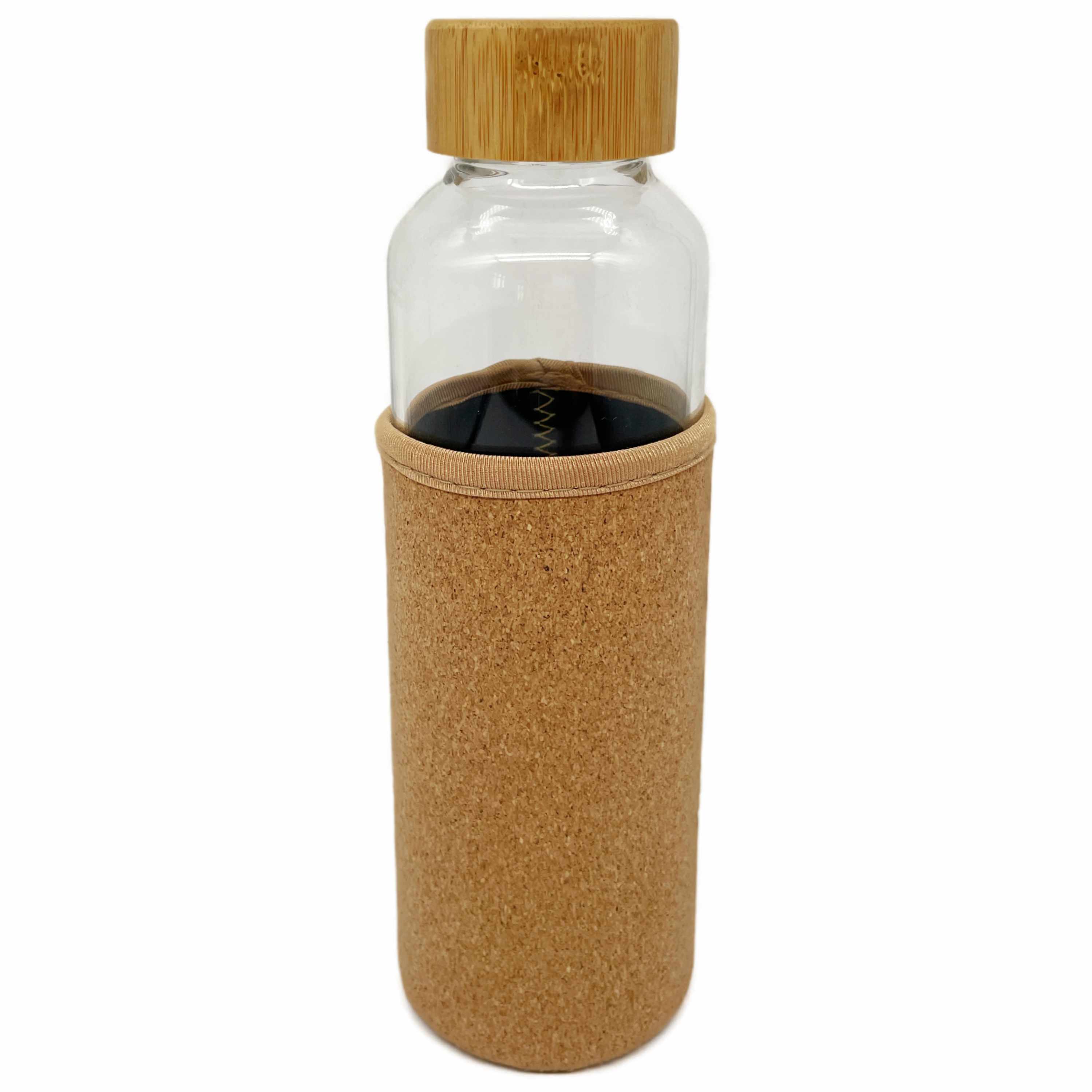 Glas Trinkflasche 500ml mit Kork-Isolierung für Heiß & Kalt